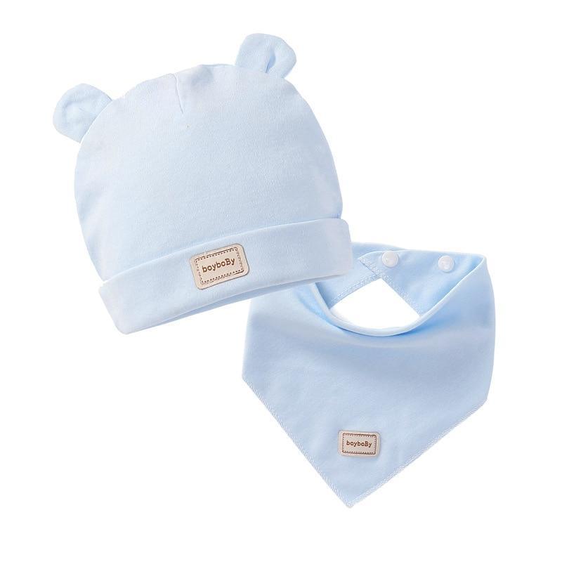 Cute Kids Hat with Bibs Candy Solid Colors for Boys and Girls Beanies Hats Cotton new Born Baby caps &amp; Bibs