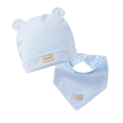 Cute Kids Hat with Bibs Candy Solid Colors for Boys and Girls Beanies Hats Cotton new Born Baby caps &amp; Bibs