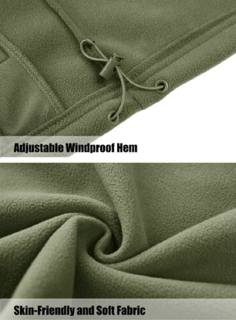 Full Zip Up Tactical Army Fleece Jacket Military Thermal Warm Outwear Windbreaker