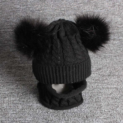 Cute Baby Hat &amp; Scarf Set Pompom Infant Baby Girl Winter Hat For Kids Warm Knitted for Girls