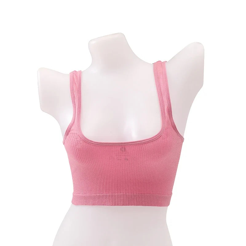 Square Neck Crop Top Women Seamless Underwear Top Solid Color Off Shoulder Cami Sexy Lingerie Sleeveless Tank Top Camisole