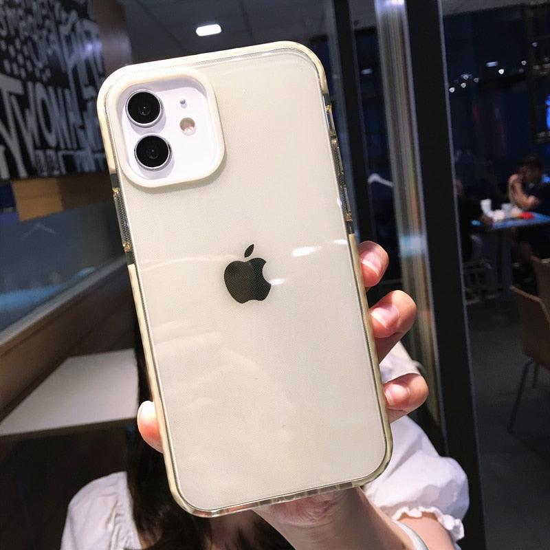 Fluorescent Color Shockproof Phone Case For iPhone 13 Pro Max 12 Mini 11 Transparent Soft Silicone Cover Transparent Case Glow In Dark Phone Case Luxury Square Case Cover For iPhone