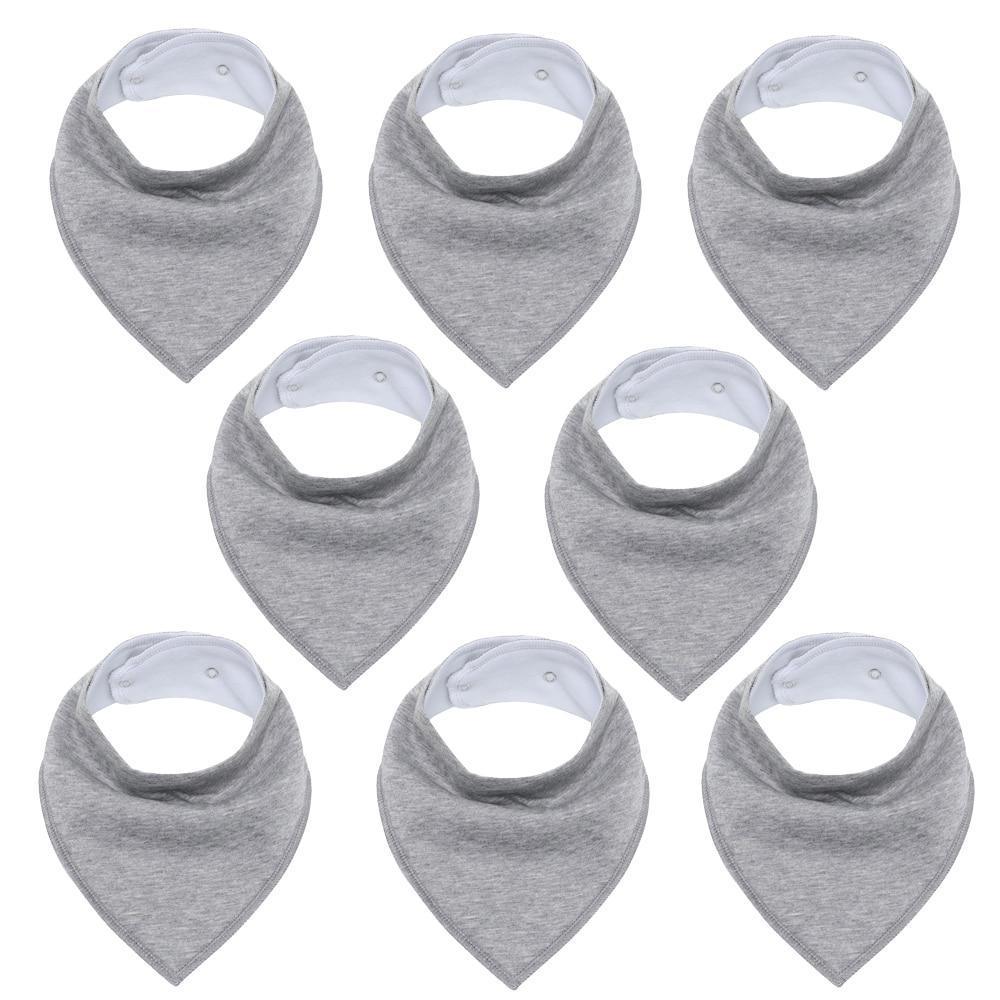 8PCS/SET Comfortable Colorful 100% Organic Cotton Adjustable Snaps Bandana Saliva Bibs For Baby Boys &amp; Girls Kids