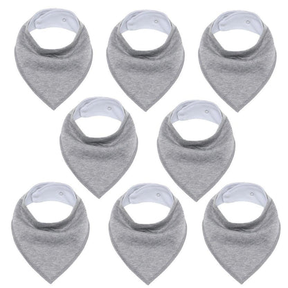 8PCS/SET Comfortable Colorful 100% Organic Cotton Adjustable Snaps Bandana Saliva Bibs For Baby Boys &amp; Girls Kids
