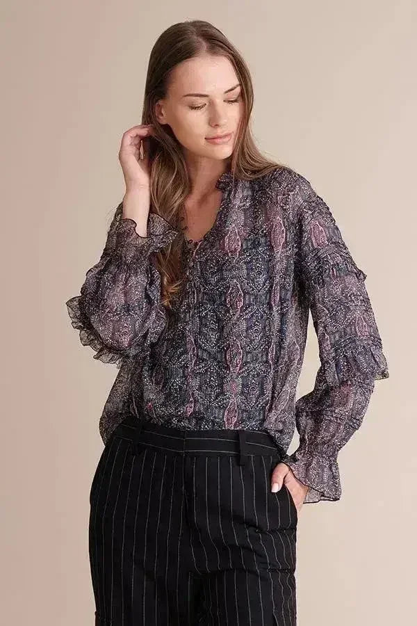 Kiara Silk Chiffon Blouse - Raglan Sleeve &amp; Pleated Detail | Femstylo