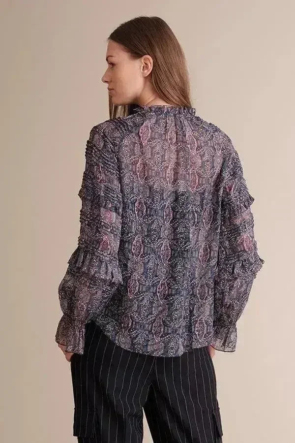 Kiara Silk Chiffon Blouse - Raglan Sleeve &amp; Pleated Detail | Femstylo