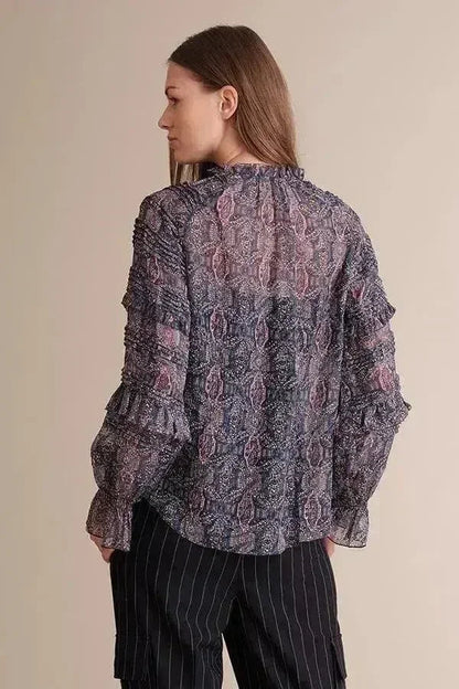 Kiara Silk Chiffon Blouse - Raglan Sleeve &amp; Pleated Detail | Femstylo