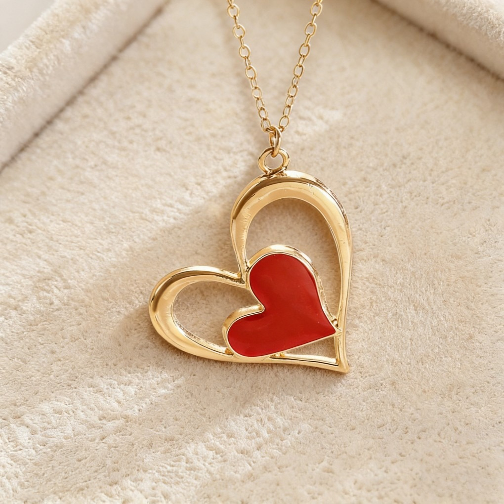 Sweet Hollow Heart Pendant Necklace &amp; Earrings Set