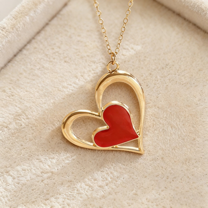 Sweet Hollow Heart Pendant Necklace &amp; Earrings Set
