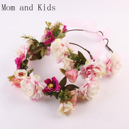 Modern Flower Headband Newborn  Matching Flower Crown for Mother Kids  Hair Band Accessories