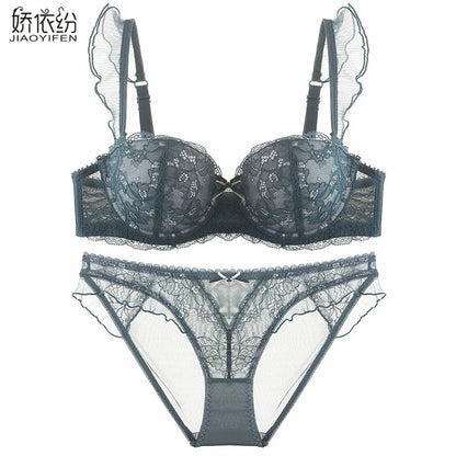 JYF Sexy French Bra Lace Underwear Set Push Up BC Cup Plus Chest Pad Comfortable Embroidery Europe Intimates Bra &amp; Brief Sets
