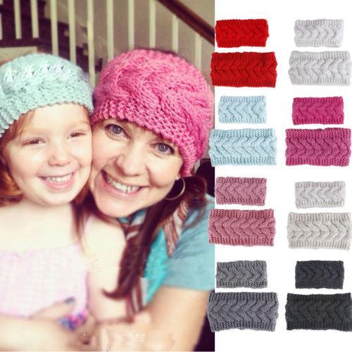 HandmadeKnit Wool Hairband for Mother &amp; Daughter Headband Knit Flower Hairband Ear Warmer Headwrap