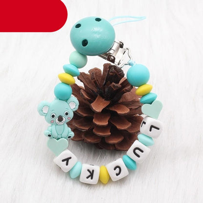 Modern Handmade Personalized Name Baby Pacifier Clips Silicone Pacifier Chain Wood Pacifier Holders For Pacifier For Baby Kids