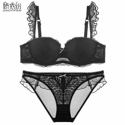 JYF Sexy French Bra Lace Underwear Set Push Up BC Cup Plus Chest Pad Comfortable Embroidery Europe Intimates Bra &amp; Brief Sets