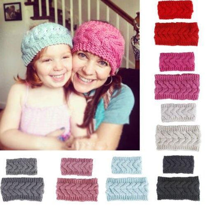 HandmadeKnit Wool Hairband for Mother &amp; Daughter Headband Knit Flower Hairband Ear Warmer Headwrap