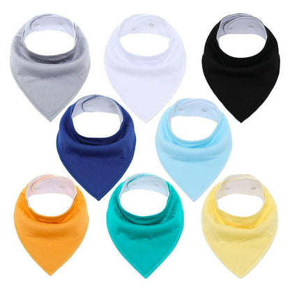 8PCS/SET Comfortable Colorful 100% Organic Cotton Adjustable Snaps Bandana Saliva Bibs For Baby Boys &amp; Girls Kids