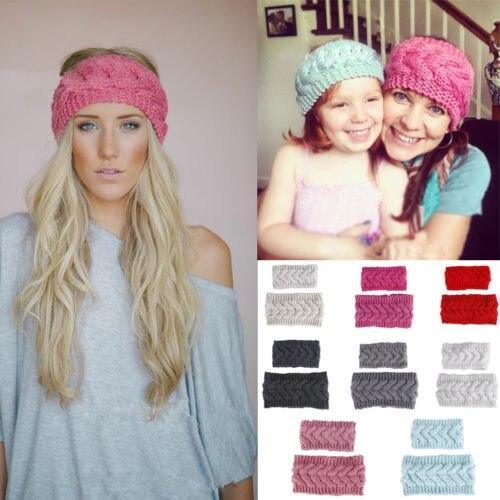 HandmadeKnit Wool Hairband for Mother &amp; Daughter Headband Knit Flower Hairband Ear Warmer Headwrap