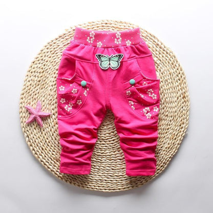 New Spring 100% cotton High-quality Cute Butterfly Embroidery Pattern Baby Girls Pants For 0-3 year Baby Girl