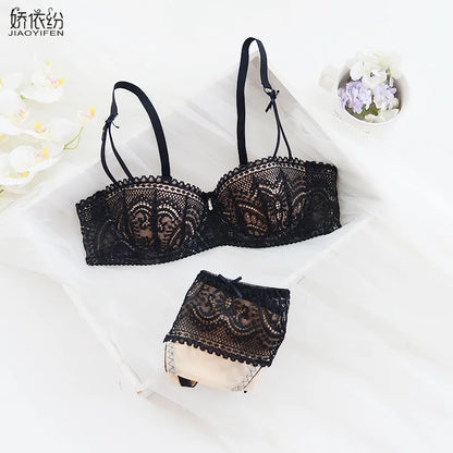 JYF Brand French Luxury Sexy Lace Underwear Set 1/2 Cup Ultra Thin Bra Set Sexy Women Comfortable Lingerie Panties Sets