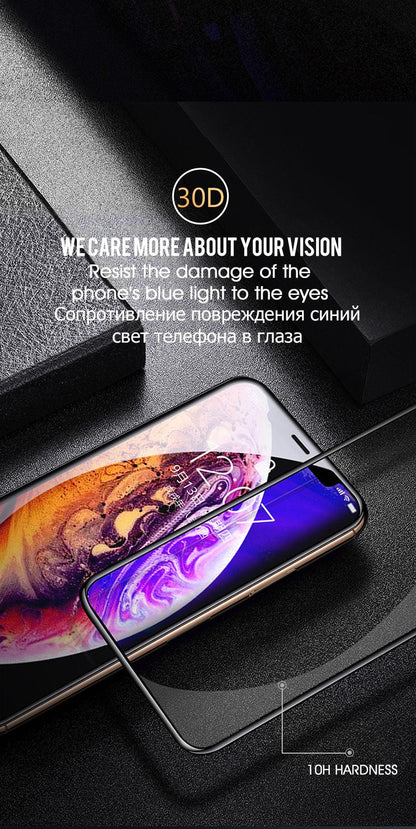 30D Full Cover Protective Glass On For iPhone 11 12 13 14Pro MAX Screen Protector For iPhone11 12 X XR XS MAX 7 8 Tempered Glass 9H Full Coverage Screen Tempered Glass Protector Guard for iPhone