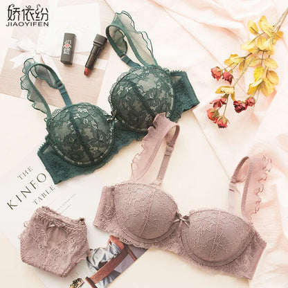 JYF Sexy French Bra Lace Underwear Set Push Up BC Cup Plus Chest Pad Comfortable Embroidery Europe Intimates Bra &amp; Brief Sets