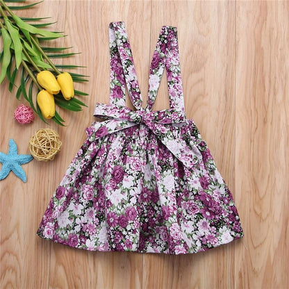 Luxury Modern Summer Fashion Toddler Kids Baby Girls Floral Printing Sleeveless Clothes Party  Strap Tutu Dress For Girls