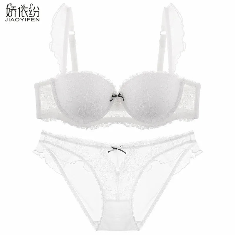 JYF Sexy French Bra Lace Underwear Set Push Up BC Cup Plus Chest Pad Comfortable Embroidery Europe Intimates Bra &amp; Brief Sets