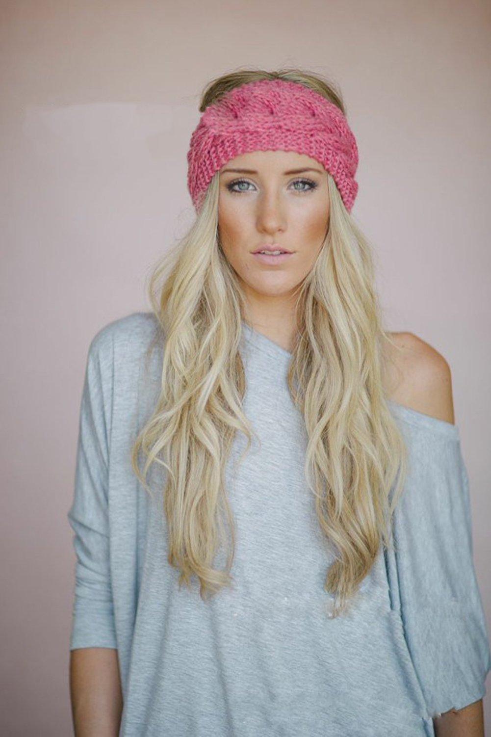 HandmadeKnit Wool Hairband for Mother &amp; Daughter Headband Knit Flower Hairband Ear Warmer Headwrap