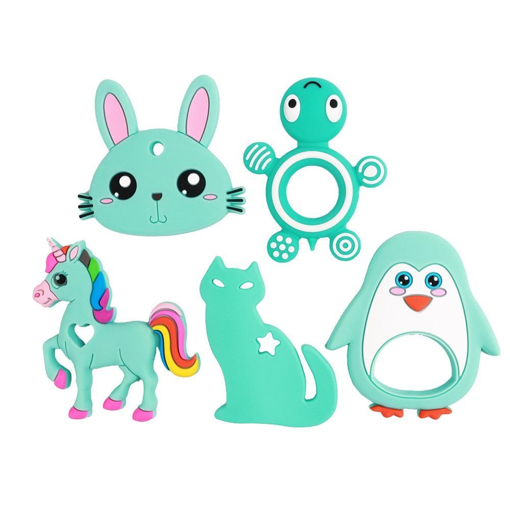 Baby Silicone Teethers BPA Free Teething Toy Animal Dog Koala Owl Elephant Baby Ring Teether Silicone Beads For Kids and Baby