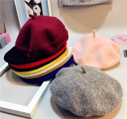 Baby Hat Beret British Painter Bud Of Pure Wool Cap For Girls In Modern New Retro Design