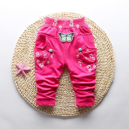 New Spring 100% cotton High-quality Cute Butterfly Embroidery Pattern Baby Girls Pants For 0-3 year Baby Girl