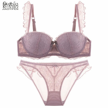 JYF Sexy French Bra Lace Underwear Set Push Up BC Cup Plus Chest Pad Comfortable Embroidery Europe Intimates Bra &amp; Brief Sets