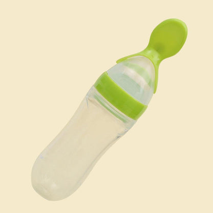 Safety Infant Baby Silicone Feeding With Spoon Feeder Food Rice Cereal Bottle For Best Gift For Kids and Baby
