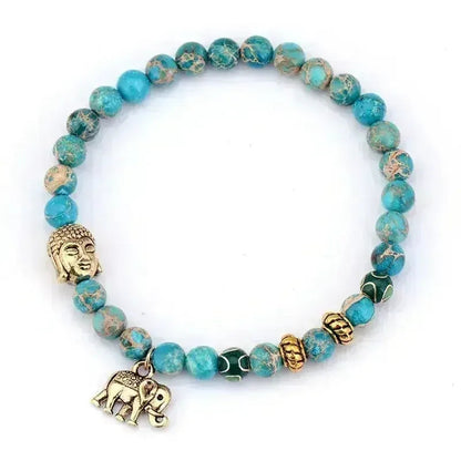 Elephant &amp; Buddha Bracelet – Natural Stone Meditation | 6mm Beads