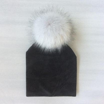 Kids Girls Solid Hat With Pompon Baby Beanie Pompom Cap Children&
