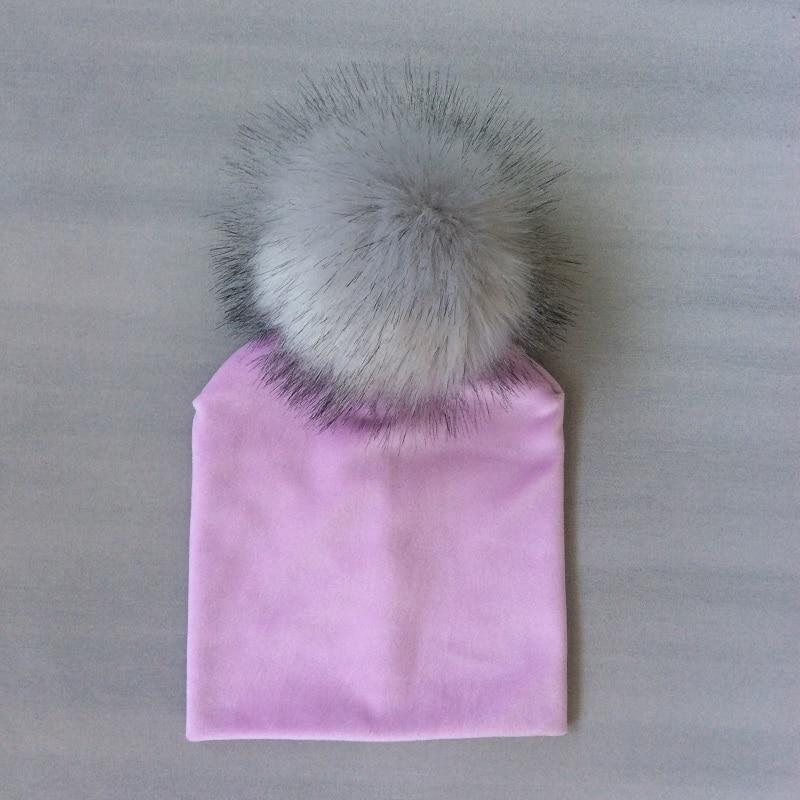 Kids Girls Solid Hat With Pompon Baby Beanie Pompom Cap Children&