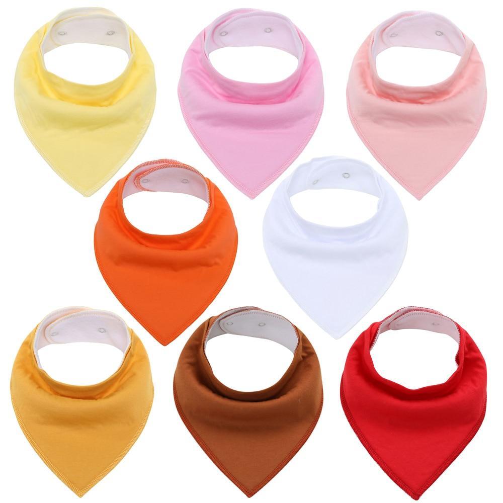 8PCS/SET Comfortable Colorful 100% Organic Cotton Adjustable Snaps Bandana Saliva Bibs For Baby Boys &amp; Girls Kids