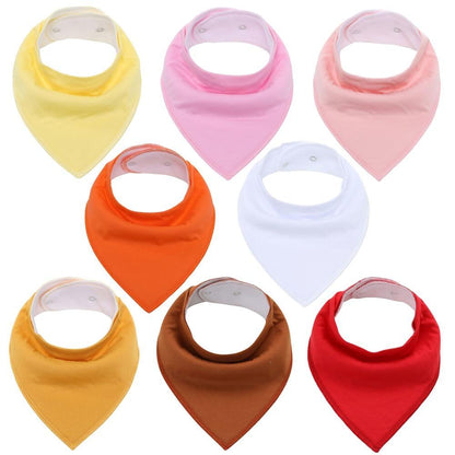 8PCS/SET Comfortable Colorful 100% Organic Cotton Adjustable Snaps Bandana Saliva Bibs For Baby Boys &amp; Girls Kids