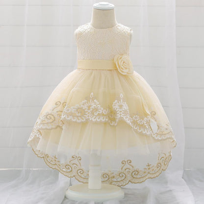 New Baby  Lace  Gown Clothes Embroidered Tail Princess Unique  Dress Perfect Gift For Girls