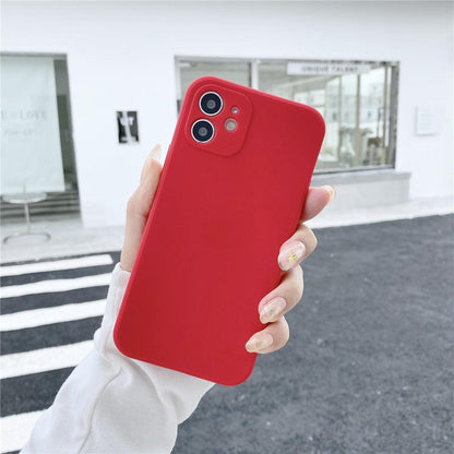 Soft Silicone Candy Color Phone Case For iPhone 13Mini iPhone 14Pro Max Ultra Thin Shockproof Cover Solid Color Shockproof Silicone Case For iPhone
