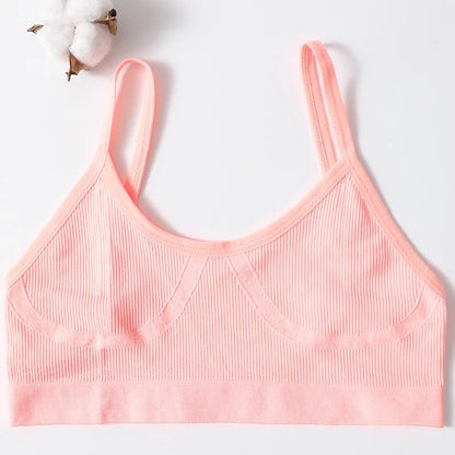 Women U-Neck Thin Strap Ribbed Wireless Bralette Push Up Bras Sport Seamless Underwear Without Pads Sexy Lingerie Crop Top M-XL