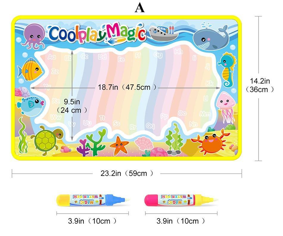 Magic Water Painting Drawing Mat &amp; 2 Pens Doodle Board Coloring Books for Kids Children Educational Toys