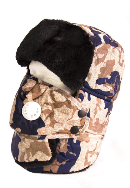 Sakkas Alex Ushanka Trapper Hat Removable Mask Faux Fur Winter Aviator Russian Hat, Windproof Cold Weather for Men &amp; Women