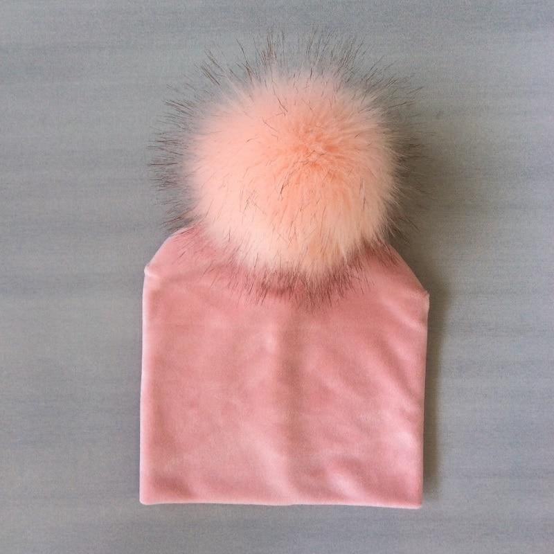 Kids Girls Solid Hat With Pompon Baby Beanie Pompom Cap Children&