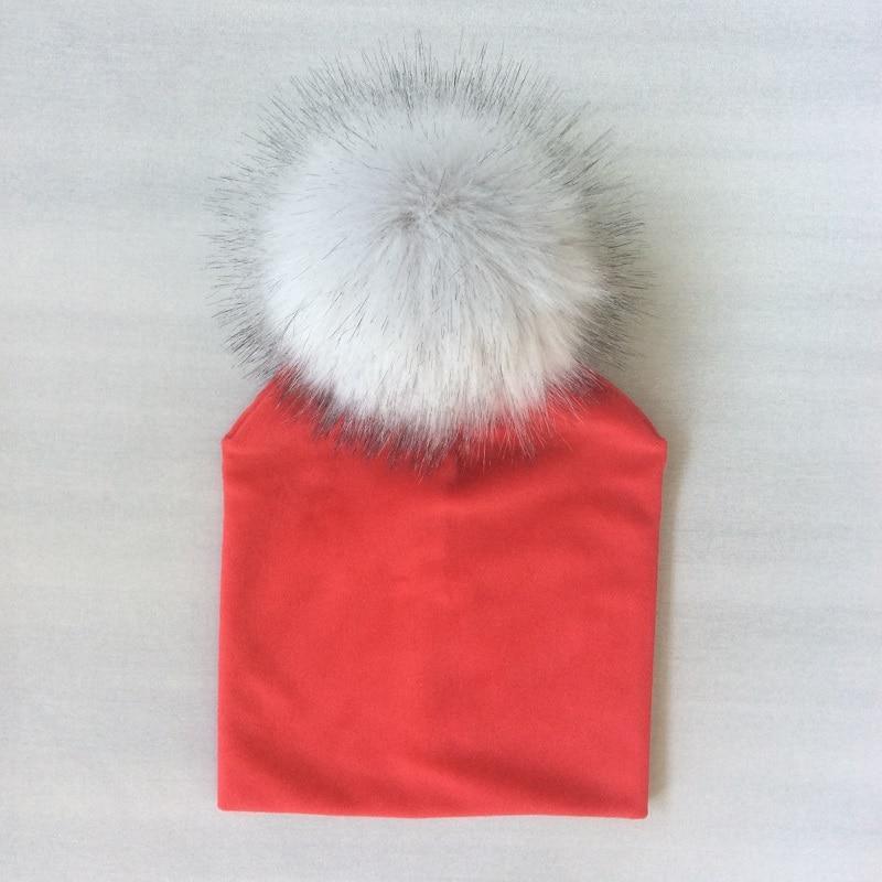 Kids Girls Solid Hat With Pompon Baby Beanie Pompom Cap Children&