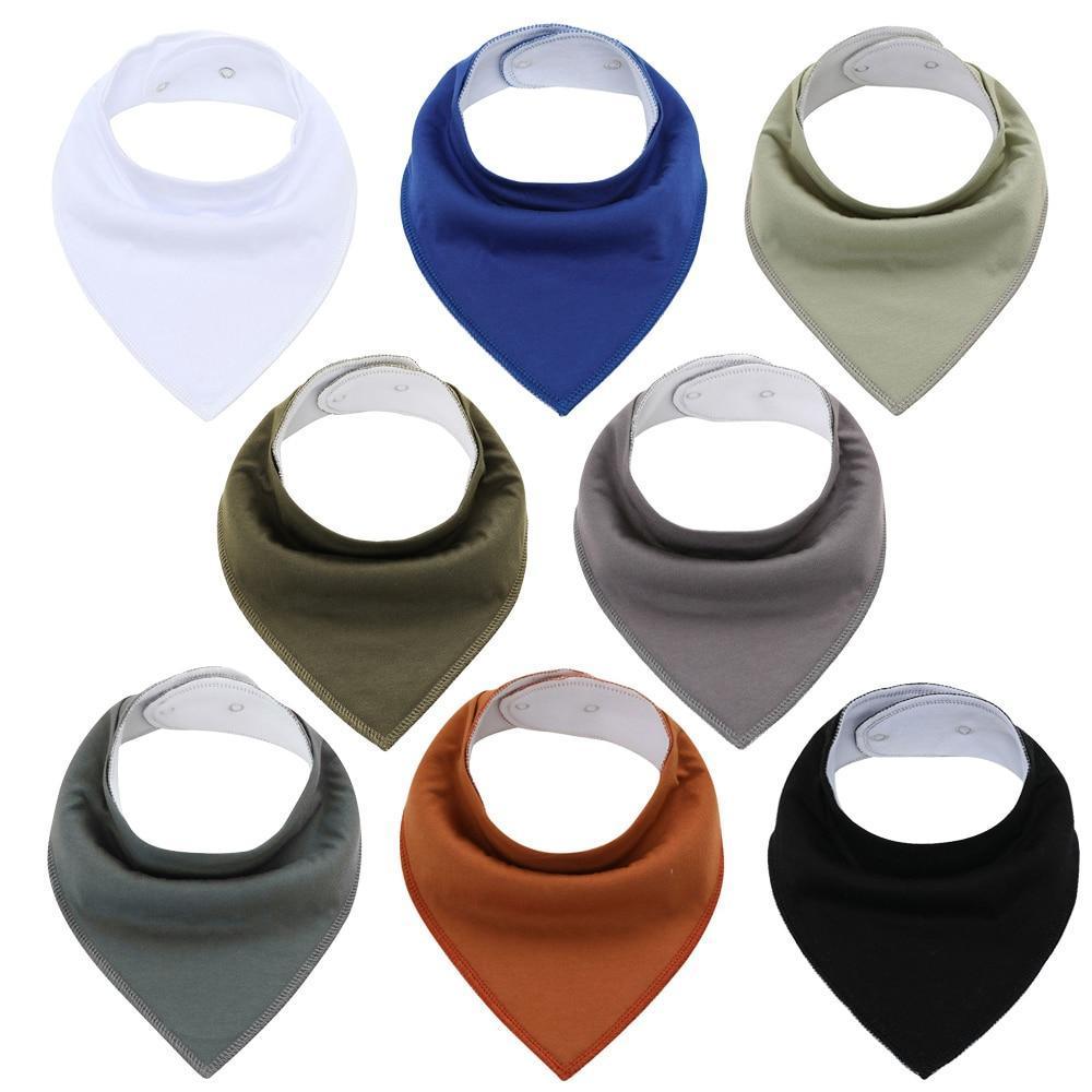 8PCS/SET Comfortable Colorful 100% Organic Cotton Adjustable Snaps Bandana Saliva Bibs For Baby Boys &amp; Girls Kids