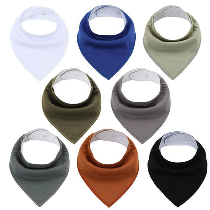 8PCS/SET Comfortable Colorful 100% Organic Cotton Adjustable Snaps Bandana Saliva Bibs For Baby Boys &amp; Girls Kids