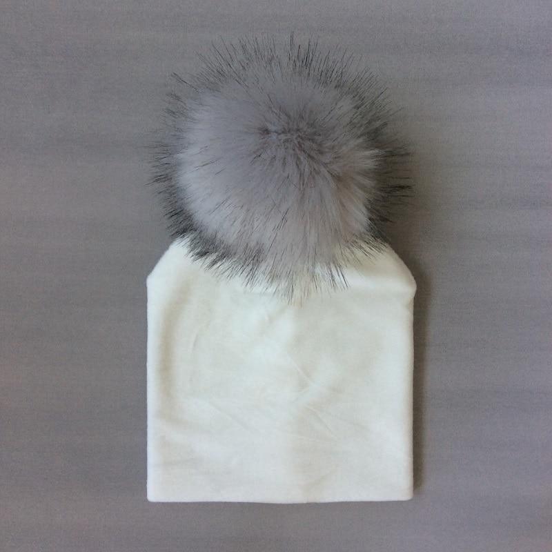 Kids Girls Solid Hat With Pompon Baby Beanie Pompom Cap Children&