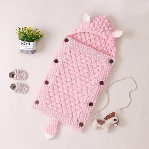 Stevvex Knitted Newborn Baby Blanket Baby Sleeping Bags Stroller Bedding Warm Swaddle Wrap
