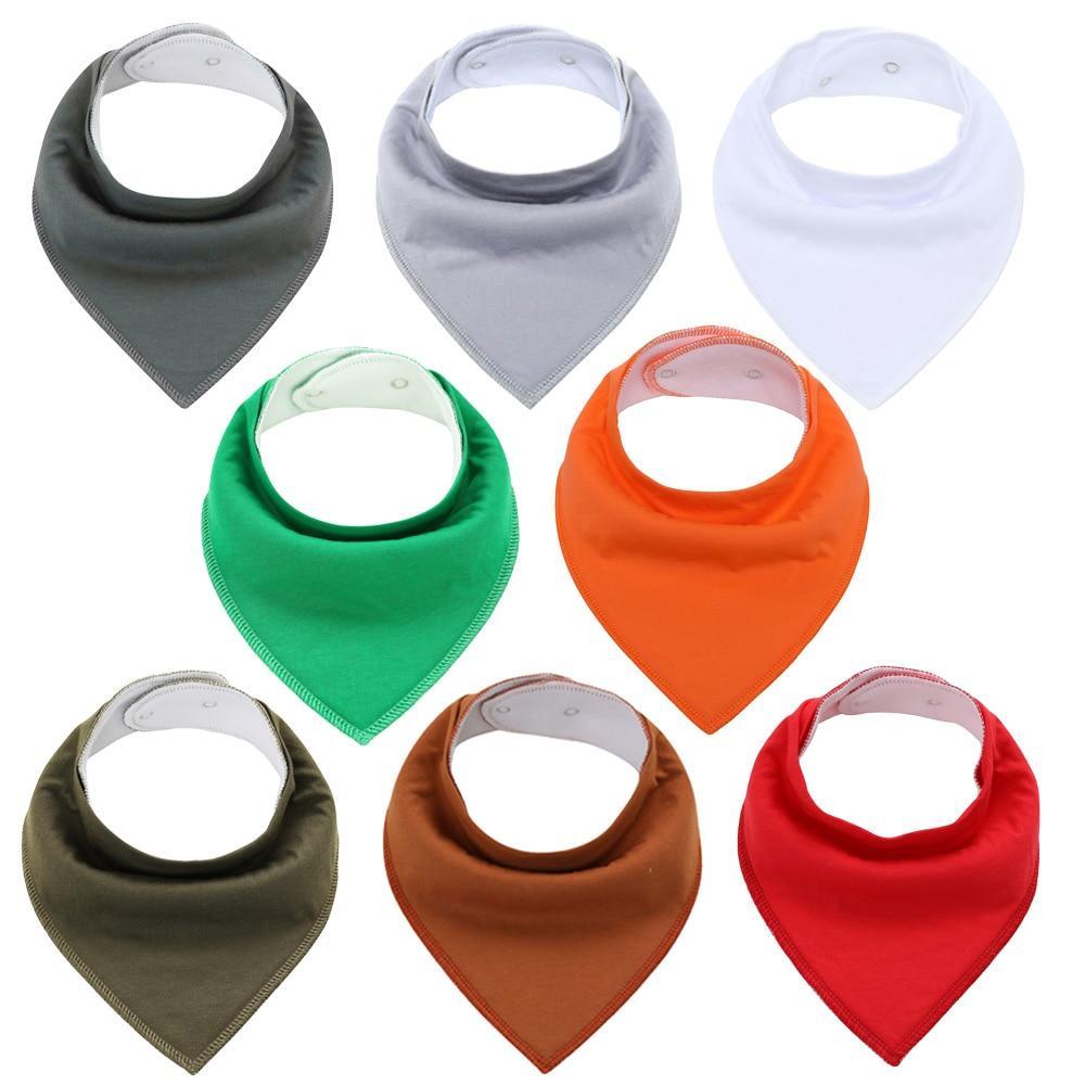 8PCS/SET Comfortable Colorful 100% Organic Cotton Adjustable Snaps Bandana Saliva Bibs For Baby Boys &amp; Girls Kids